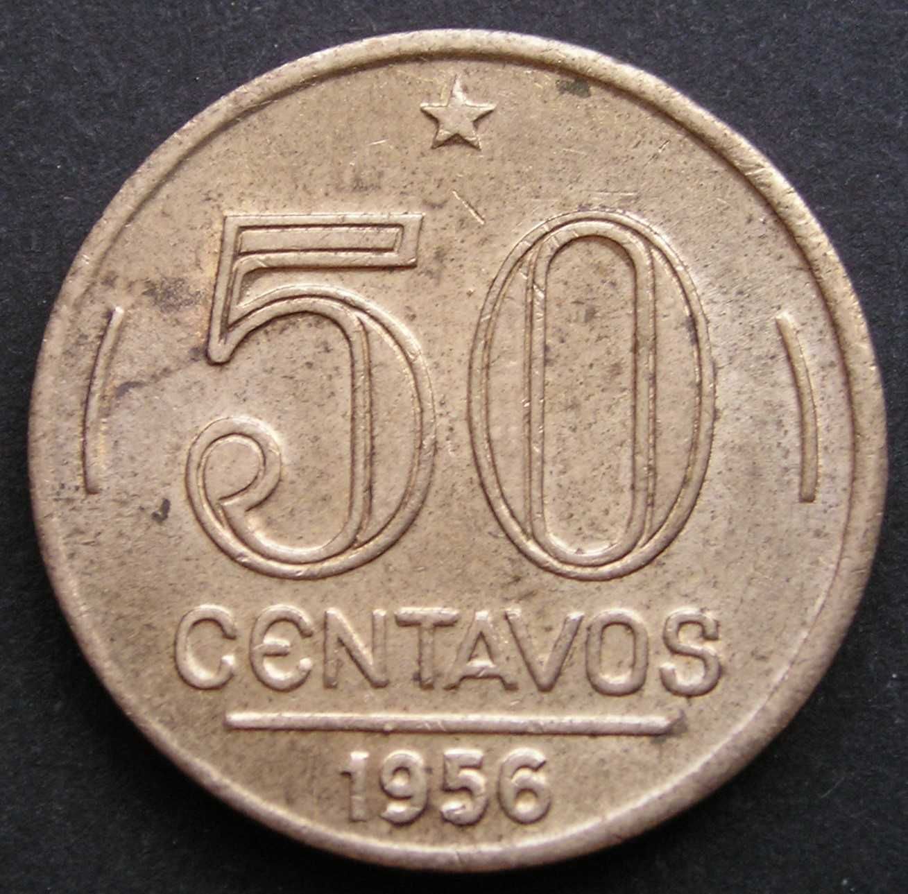 Brazylia 50 centavos 1956 - prezydent Dutra - stan 1/2