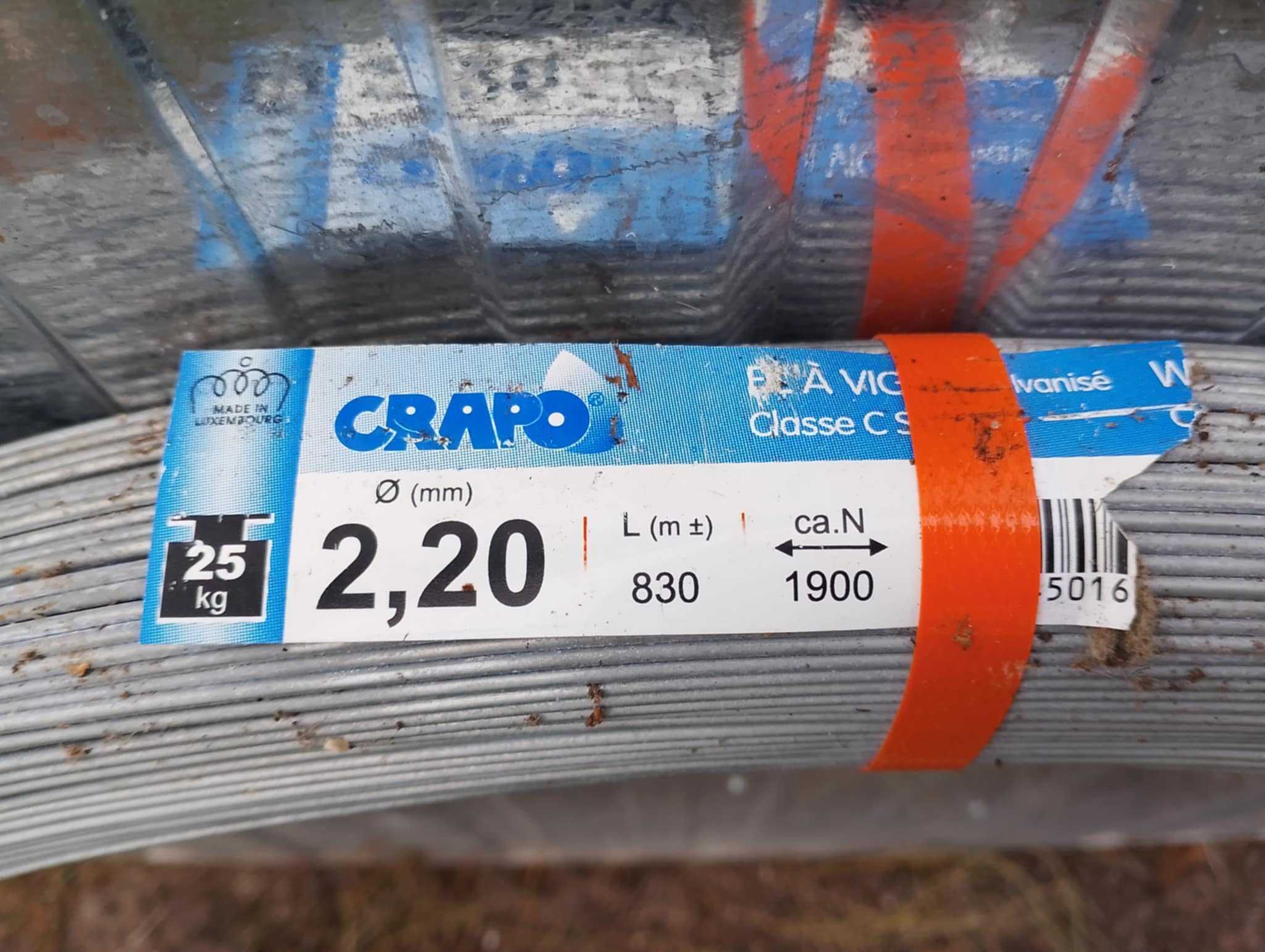 Drut 2,2 mm solidny sadowniczy ocynk 830 metrów 25 kg