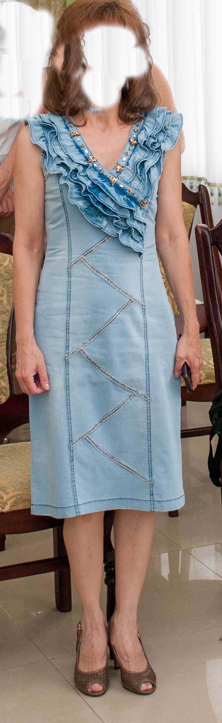 Летнее джинсовое платье голубое