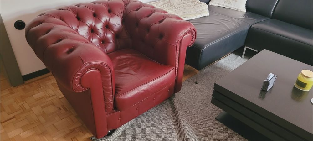 Chesterfield komplet fotele i sofa design loft retro