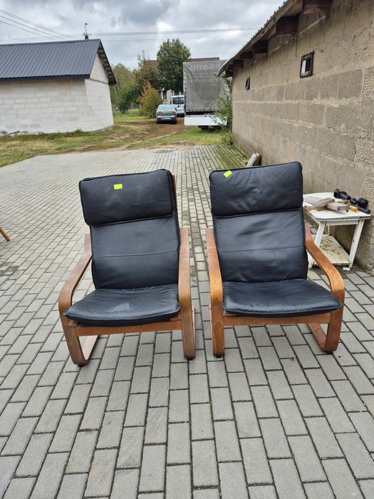 Fotel ze skórzanym siedziskiem