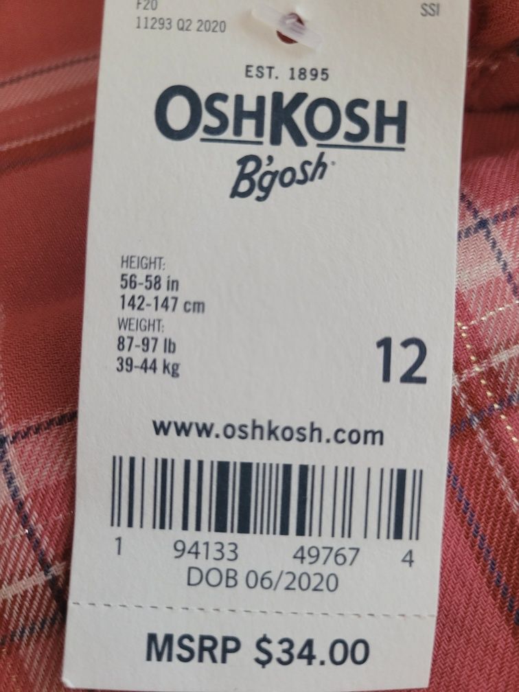 Сорочка Ошкош 12 розміру