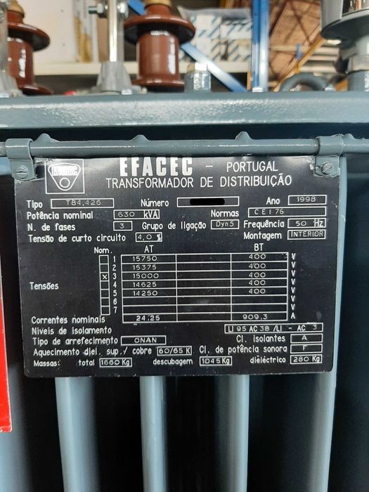 Transformador Efacec 630kVA 15kV/400V