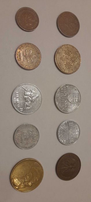 10 monet obiegowych z krajów Europy - głównie lata 70/80/90-te XX w.