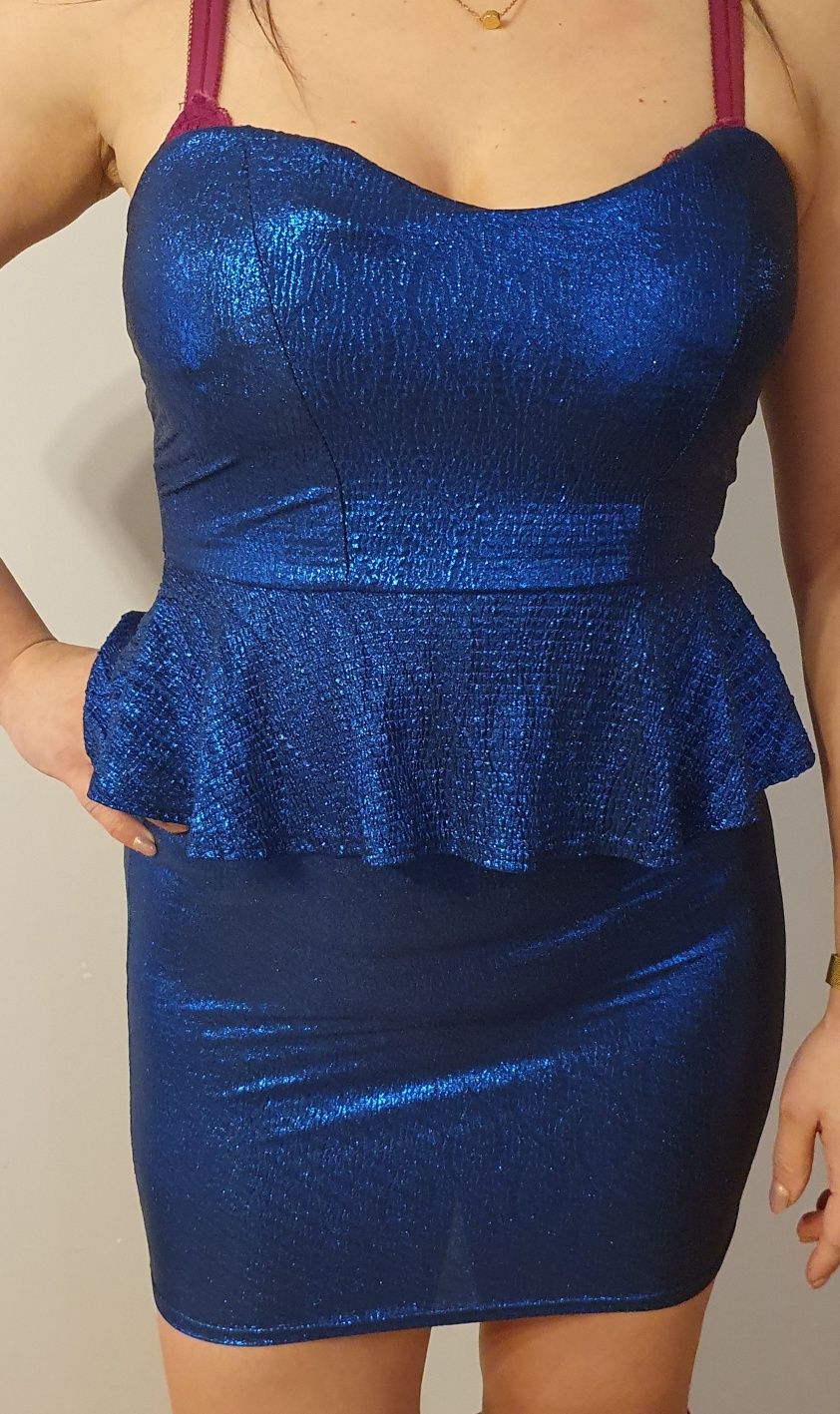 Sukienka błyszcząca niebieska S/M