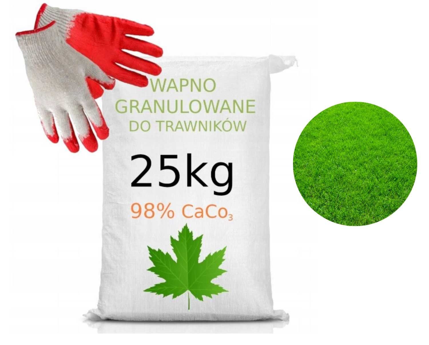 Nawóz organiczny Wapno granulowane do trawnika 98% CaCO3 25 kg