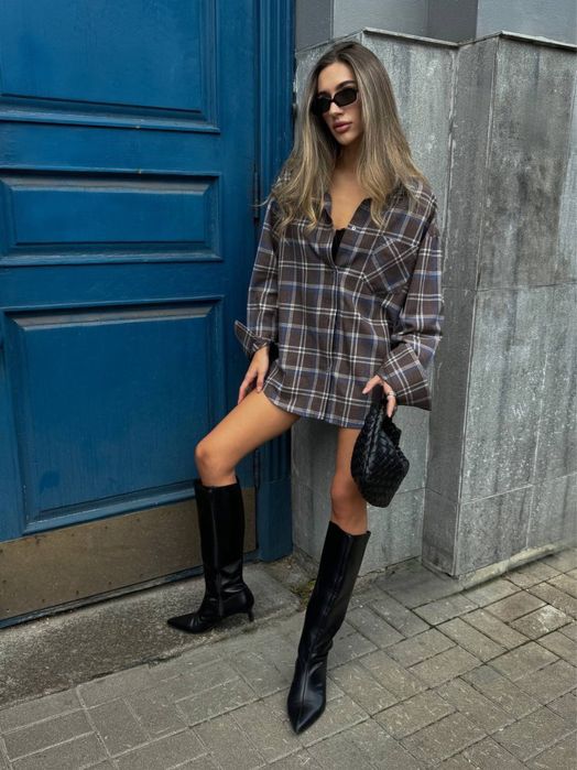 Сорочка в клітинку, оверсайз сорочка, сорочка з фланелі, фланелєва