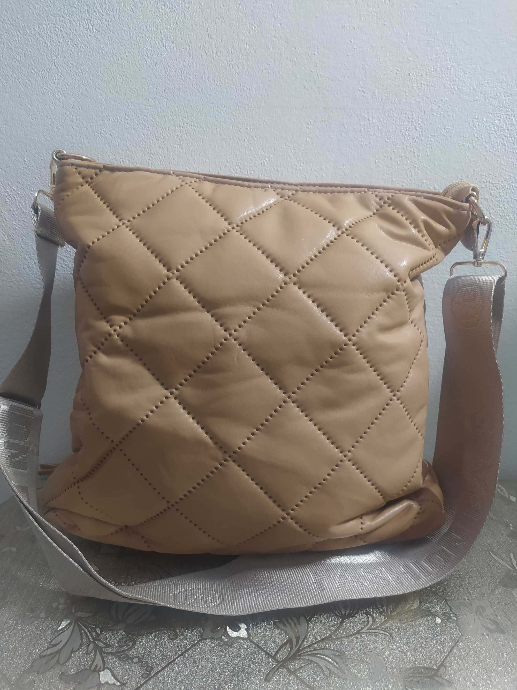 Torebka Fashion bags Beżowa ze zlotem