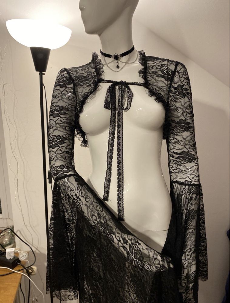 Bolero bolerko koronkowe z szerokimi rękawami alternative lolita gothi