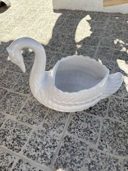 Cisne vaso cerâmica branco