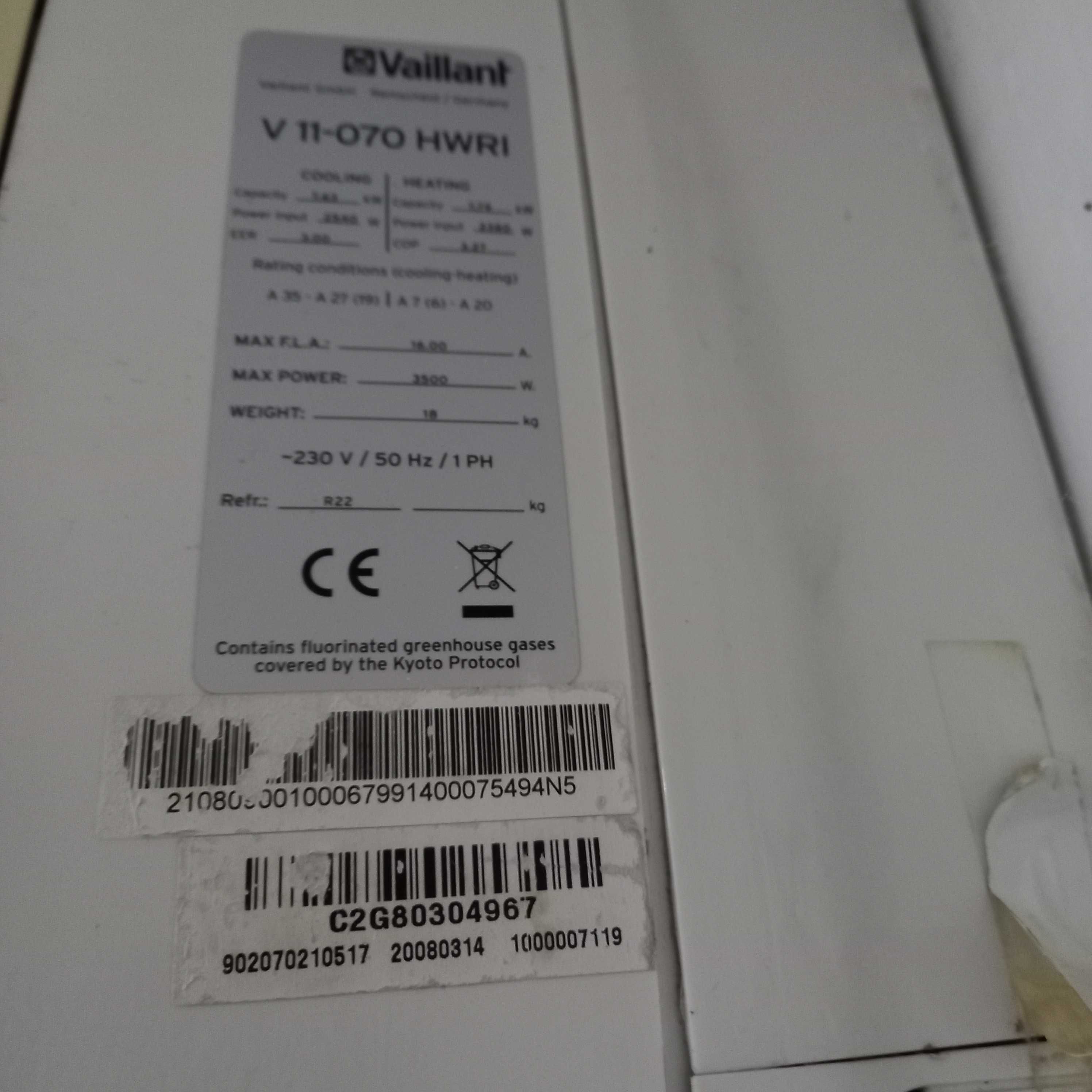 Продам кондиціонер Vaillant ,  
V-11-070    HWRI.  охолодження 7 квт