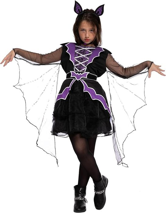 Sukienka nietoperza na Halloween dla dziewczynki 5-7 Lat