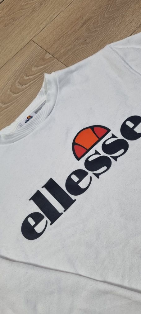 Bluza damska Ellesse, biała, logo, bez kaptura, crewneck