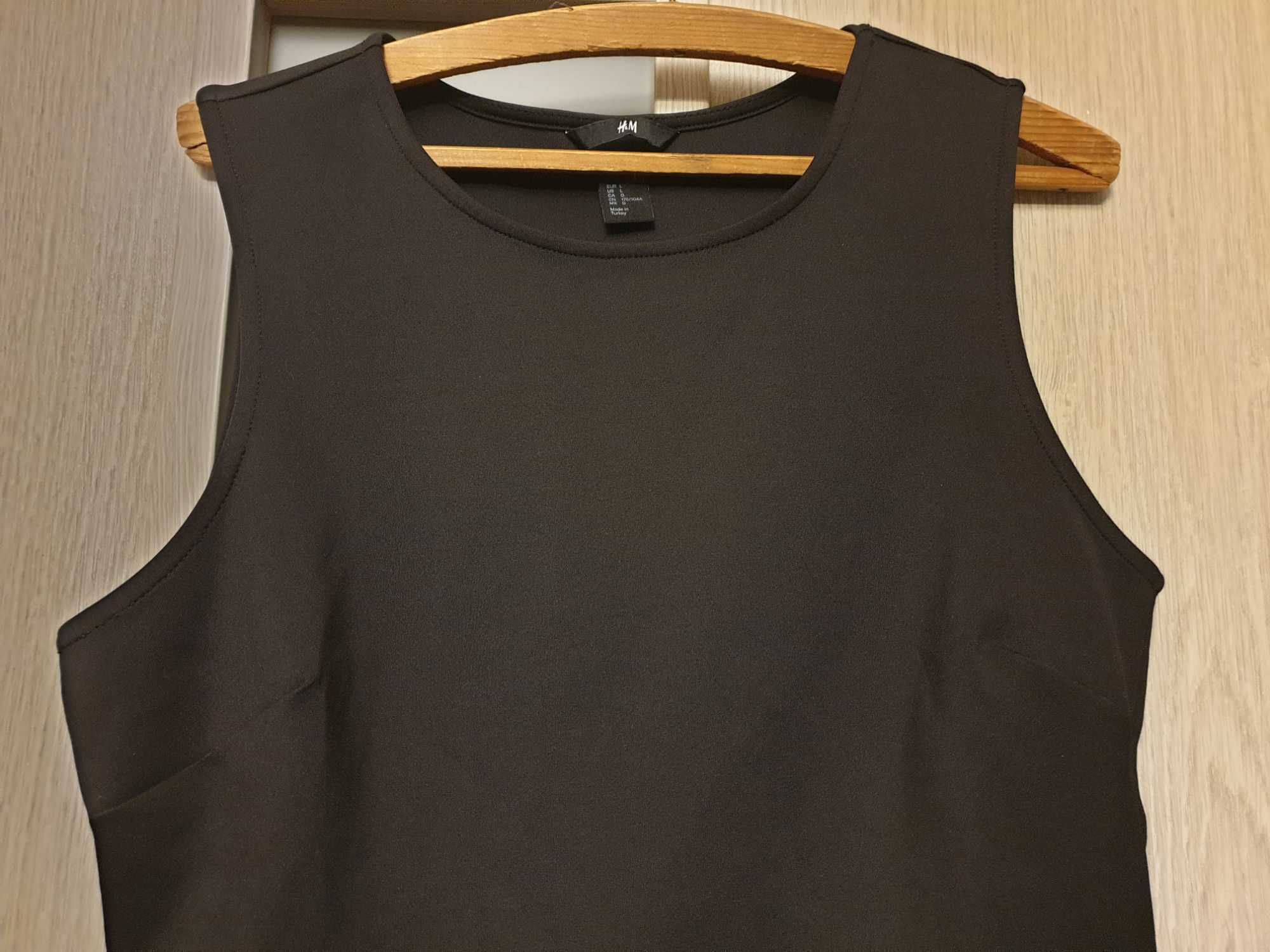 Czarna elegancka bluzka z baskinką H&M rozmiar L