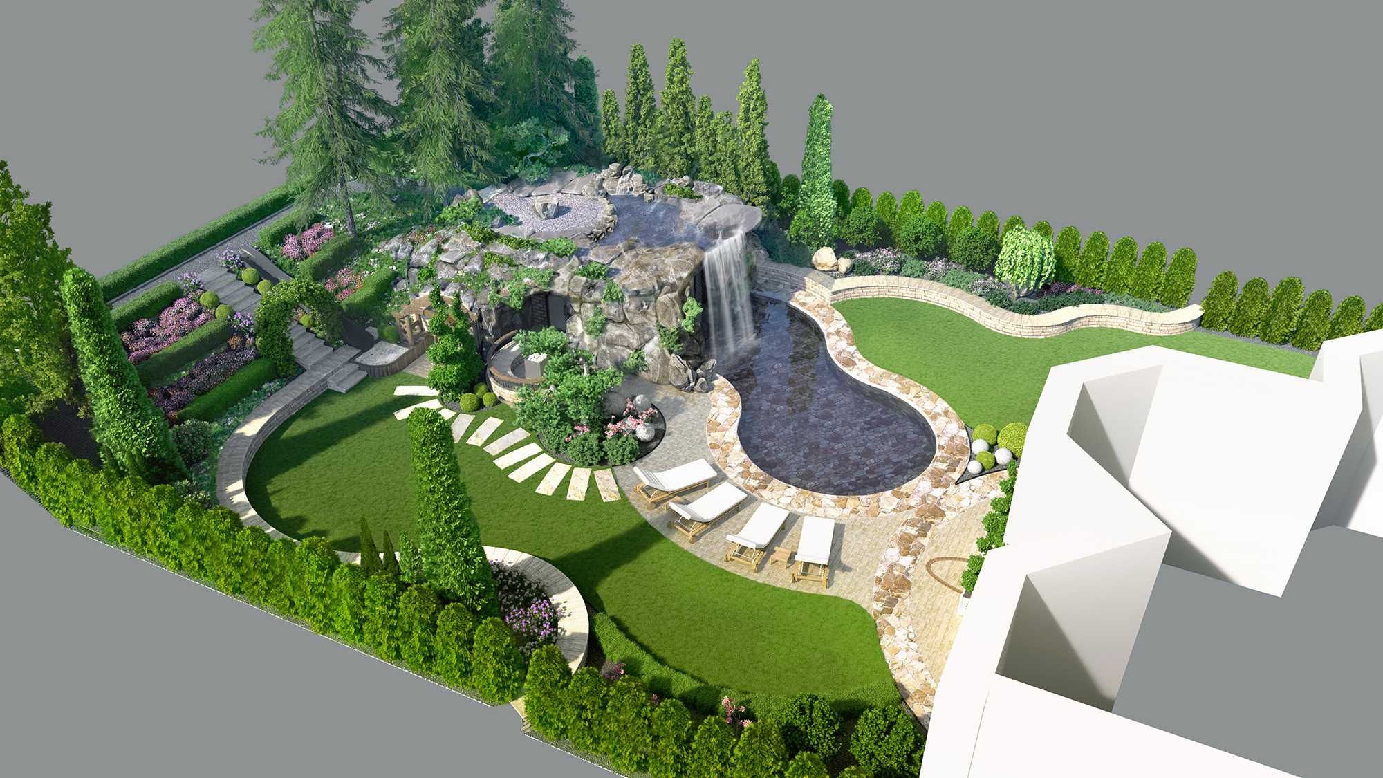 Grota skalna z wodospadem basenem całorocznym 90m2 SPA sauna jacuzzi