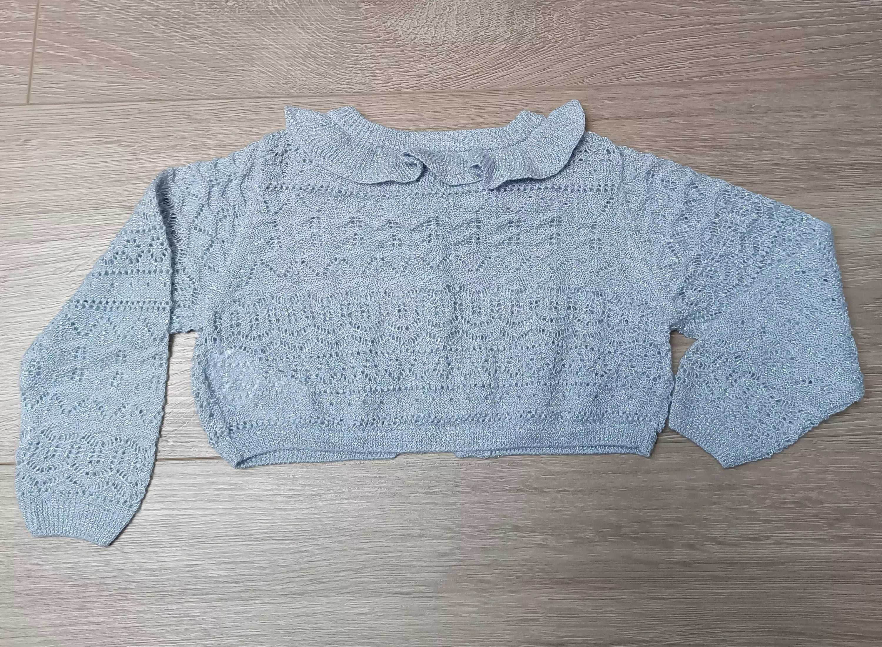Szary sweterek bolerko srebro falbanki 'Next' 74