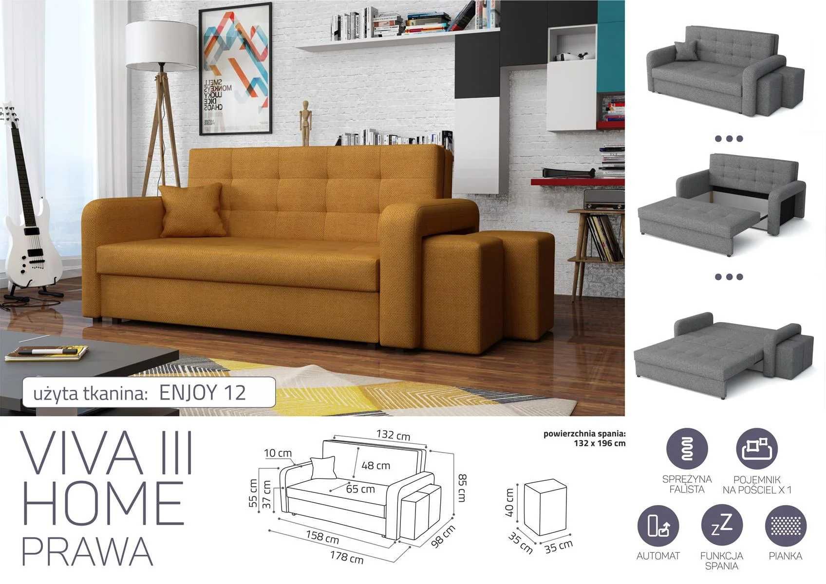 Viva III Home z pufami Sofa/Kanapa Darmowa dostawa