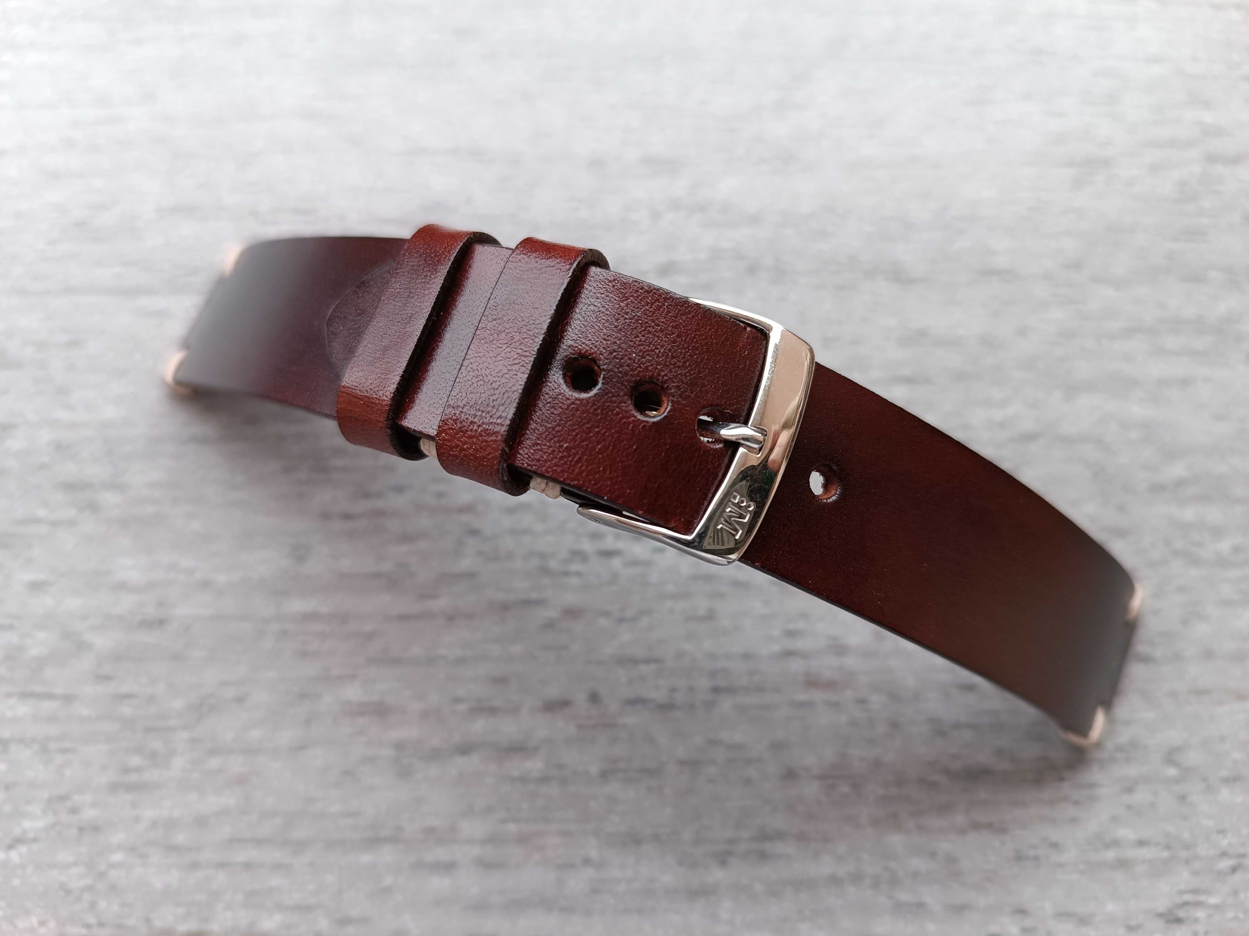 Skórzany pasek zegarka 20 mm ciemny mahoń M