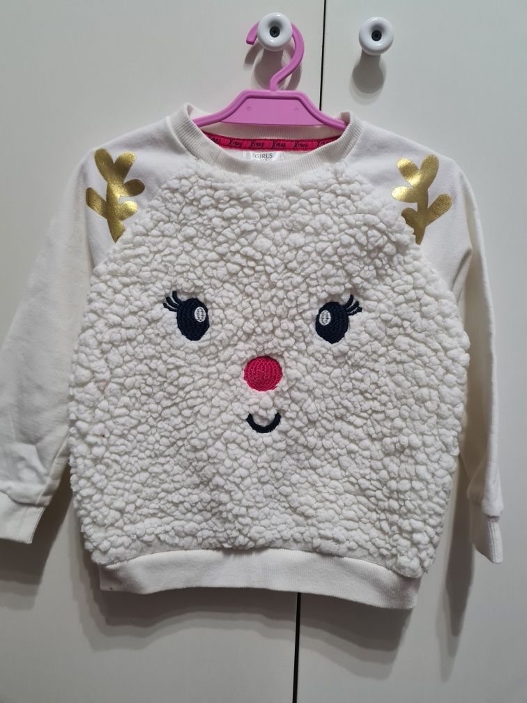 Bluza baranek renifer 110 biały