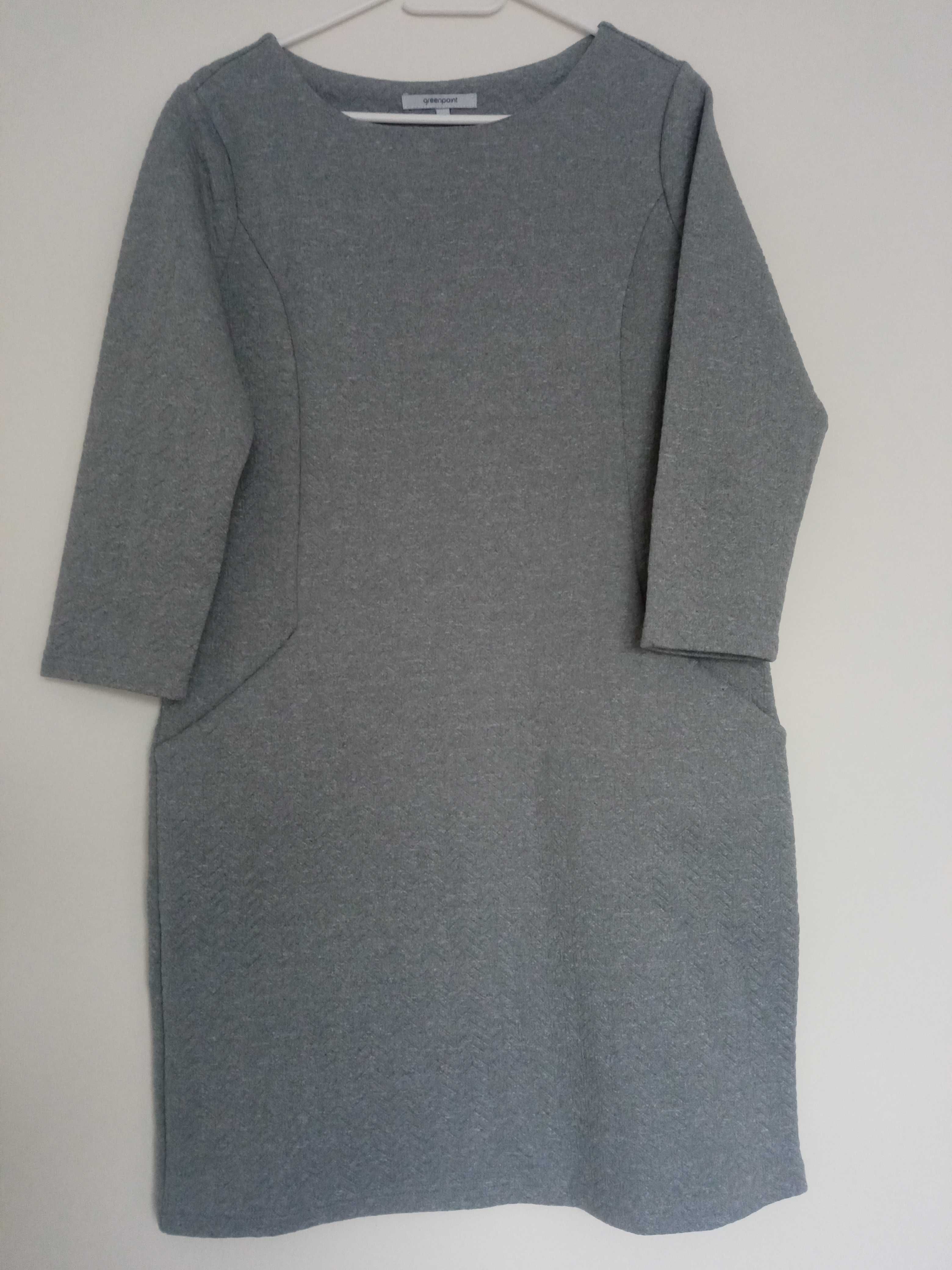 Sukienka strukturalna szara z kieszeniami Greenpoint 36 S