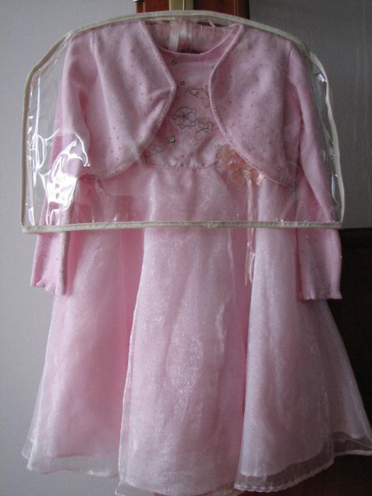 Dziecięca elegancka sukienka różowa ,wizytowa, roz.80