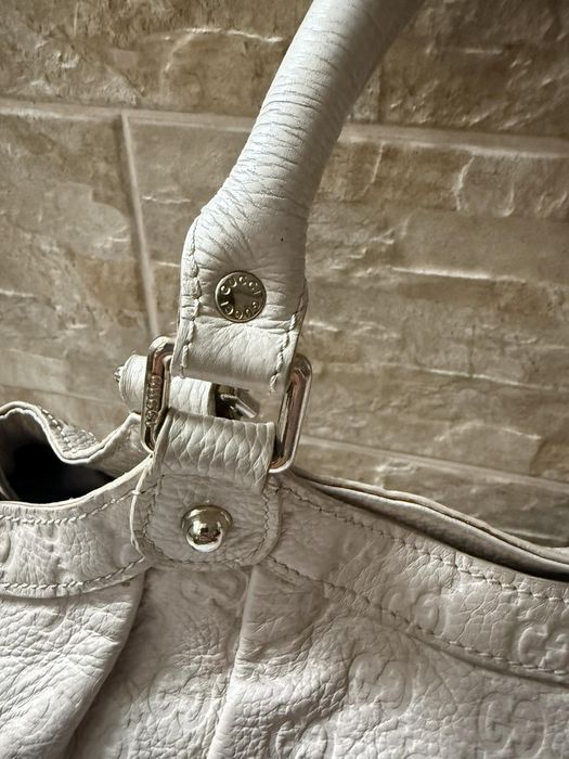 Вінтажна шкіряна сумка-тоут Gucci Sukey Interlocking White,