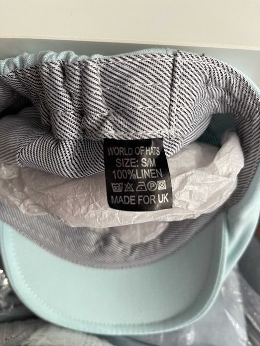 Turkusowy lniany kaszkiet unisek damski meski rosmiar S/M