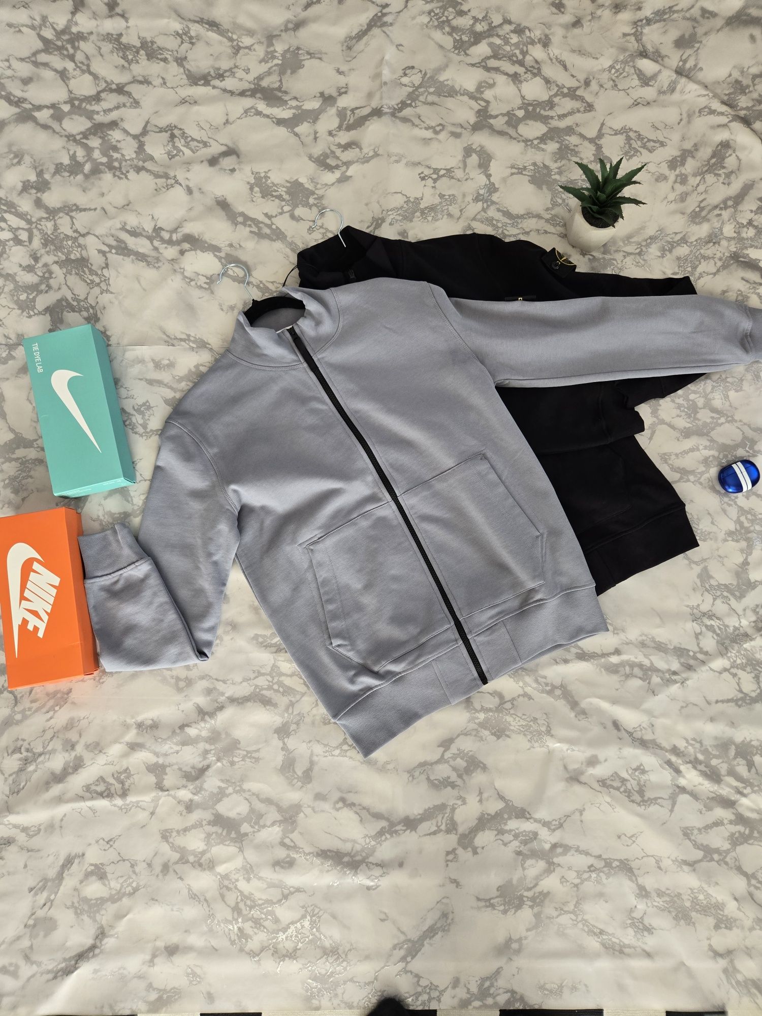 Крута кофта Stone Island сіра та чорна розмір  S-XXL