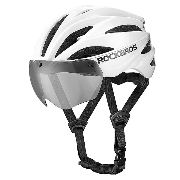 Kask rowerowy Rockbros z szybką, odpinane okulary z ochroną UV, unisex