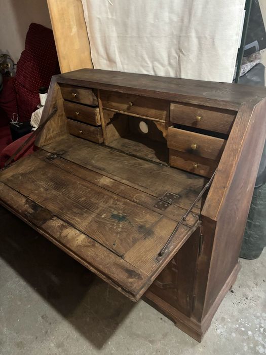 Stary dębowy sekretarzyk  80 lata