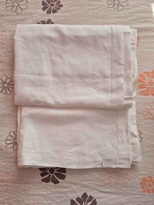 Obrus lniany biały firmy "Lniany zakątek" 160x340cm