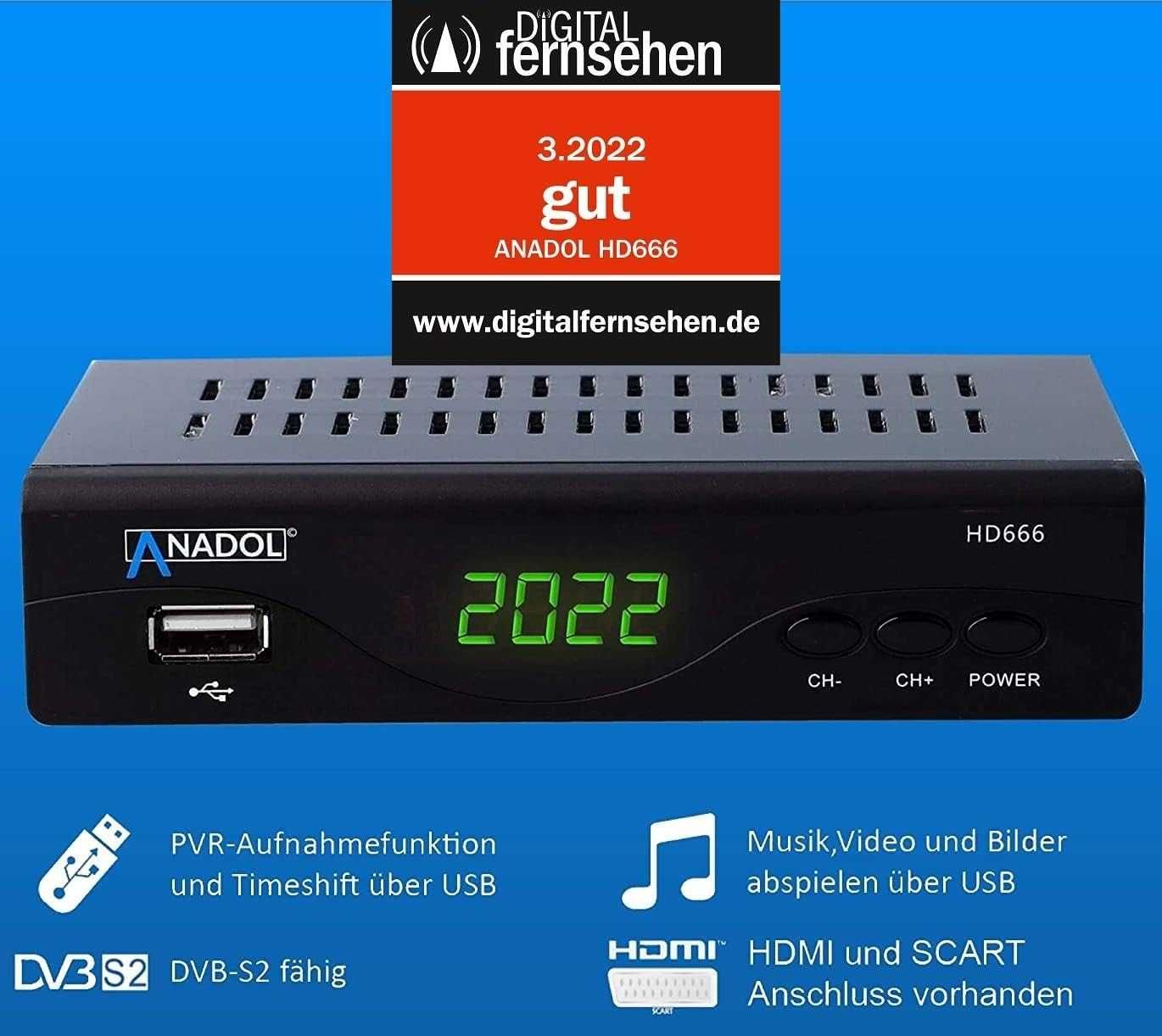 Tuner satelitarny z PVR, Timeshift HDMI, SCART, DVBS, Astra Hotbird