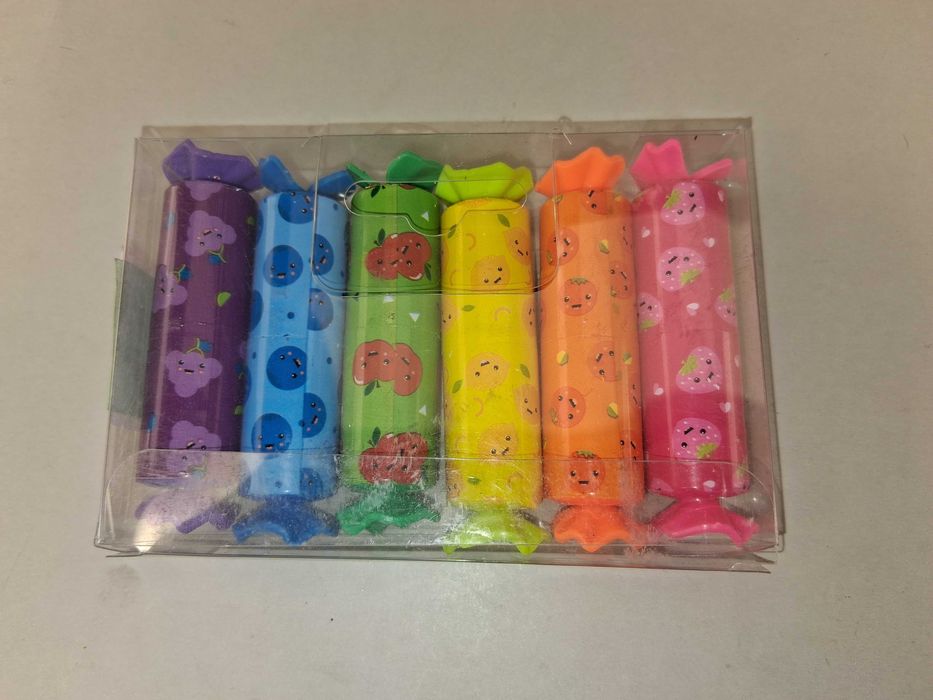 N080 Zestaw 6x Pastelowych Zakreślaczy Cukierki Mini Marker