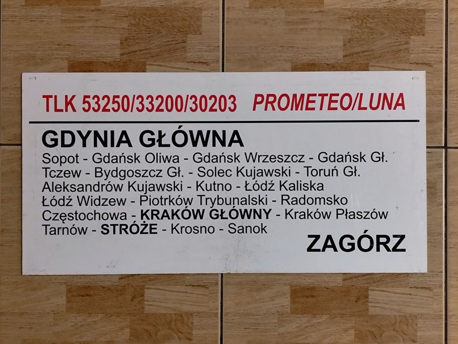 Tablica kierunkowa PKP Intercity burtowa