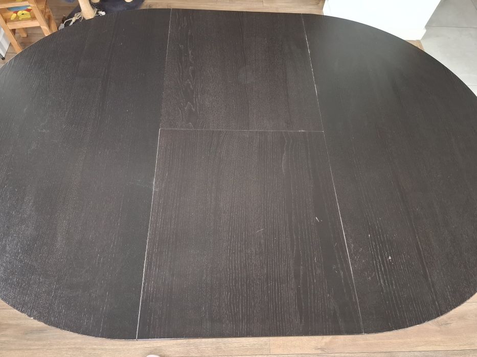 Stół IKEA czarny okrągły z przedluzeniem