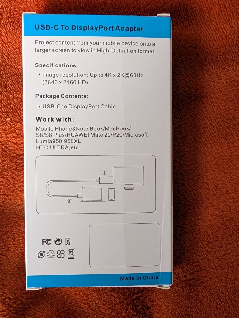 Кабель мультимедийный USB-C to Display Port 4k