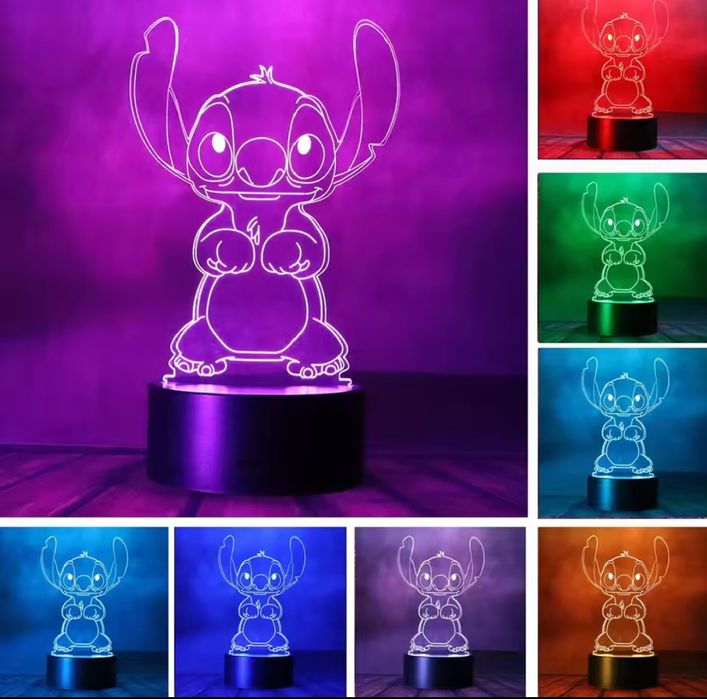 Світильник-нічник 3D Лампа Стіч з пультом 16 кольрів