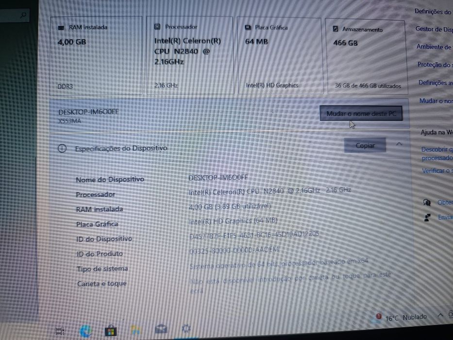 Venda de portátil  Asus