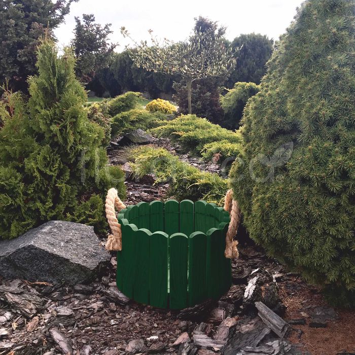 Doniczka drewniana z liną. Osłonka sosnowa. Donica drewniana Floramoca