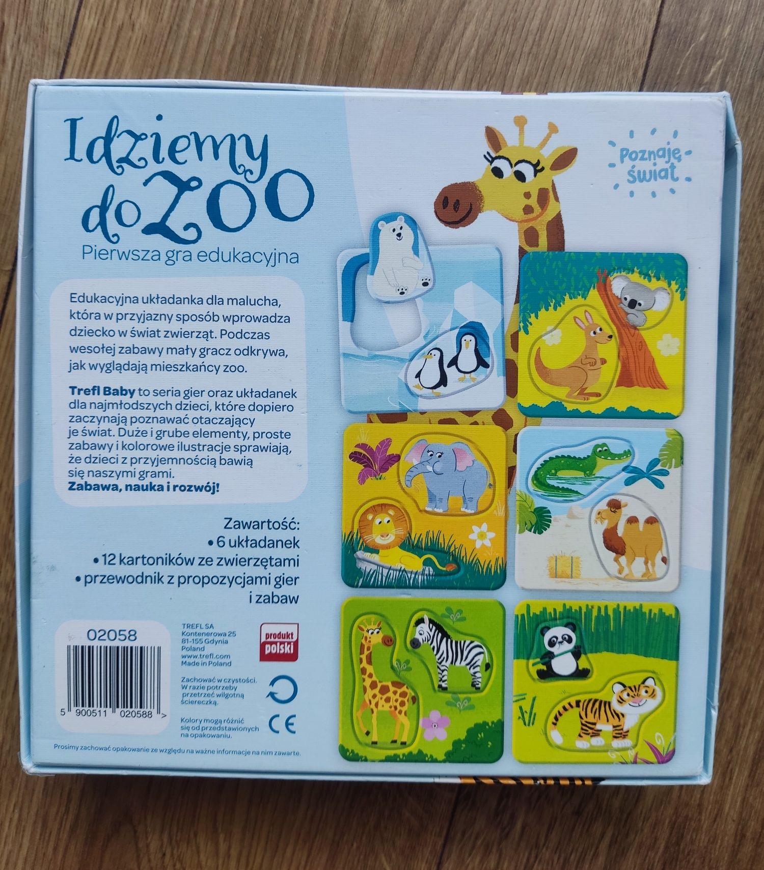 Trefl Idziemy do Zoo gra edukacyjna układanka puzzle zwierzęta