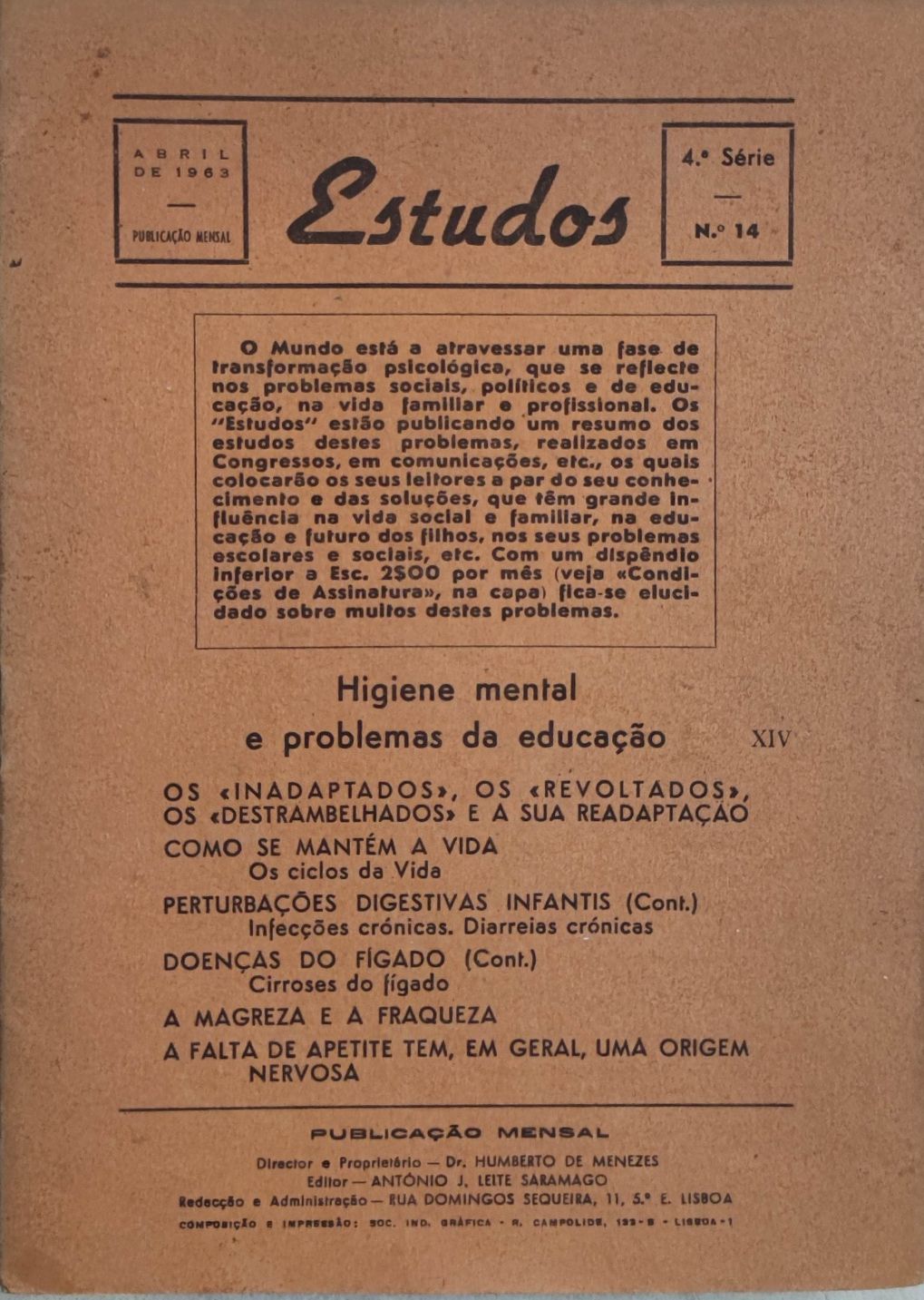 LIVRO - Revista ESTUDOS  4º Serie Nº14- Higiene Mental e ..