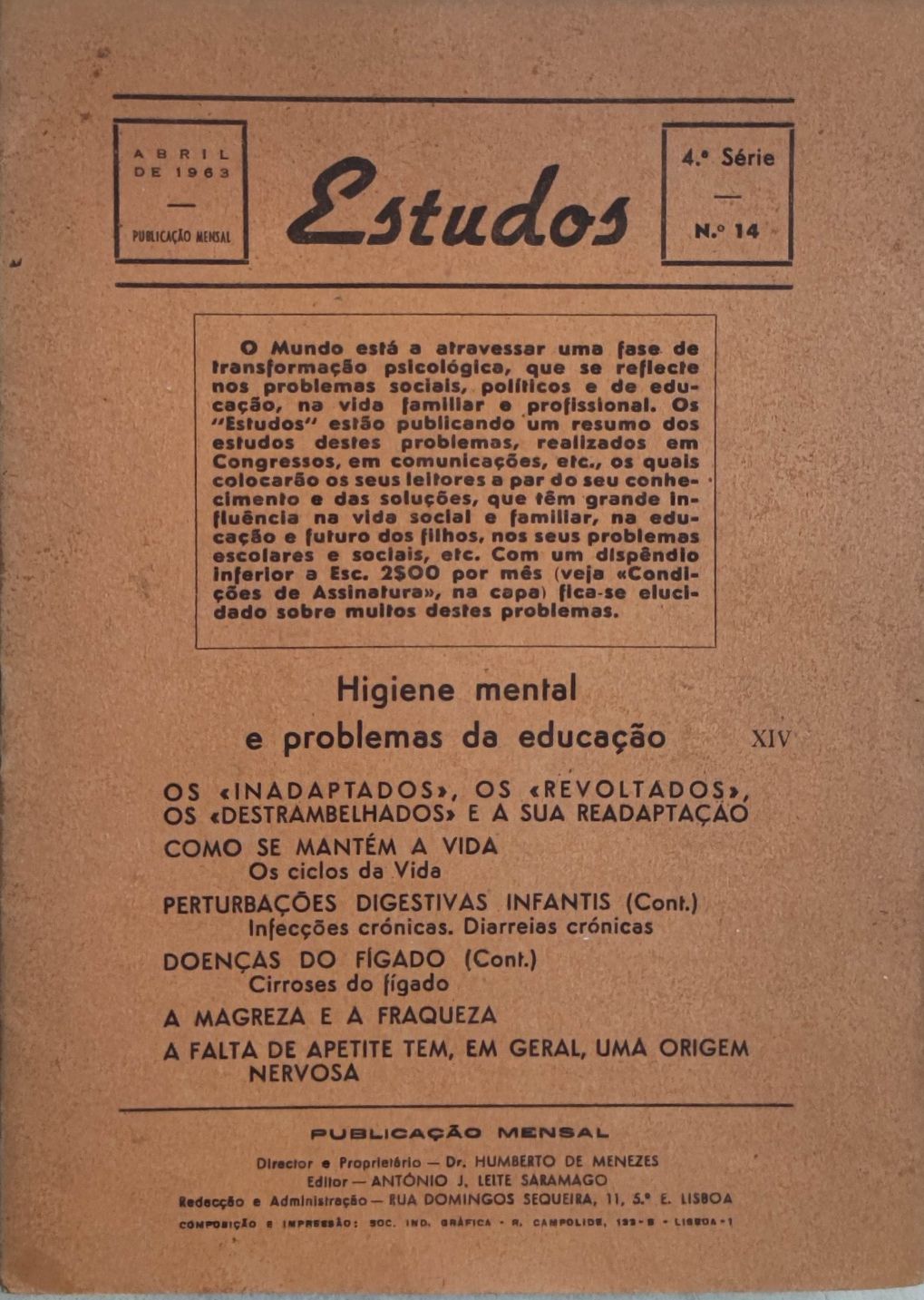 LIVRO REF esc -  Revista ESTUDOS  4º Serie Nº14- Higiene Mental e ..