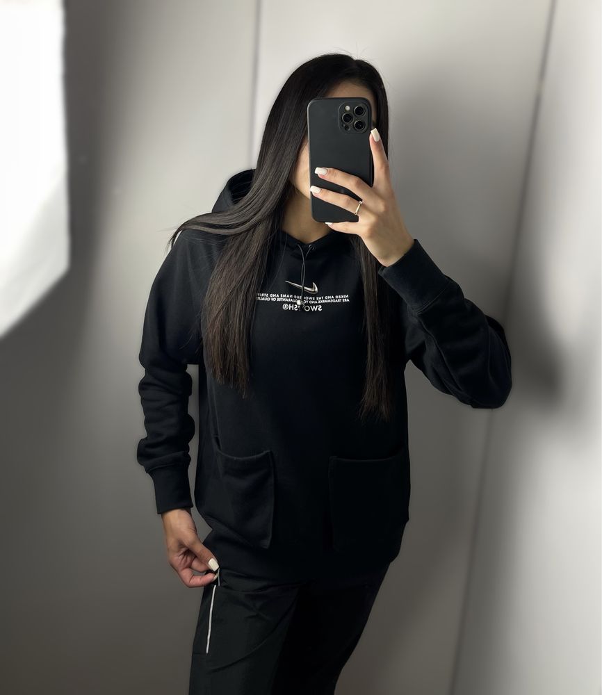 Жіноче худі nike swoosh чорне найк свуш оригінал кофта толстовка