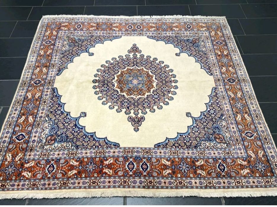 Unikatowy ręcznie tkany dywan Moud Persja 200x200cm