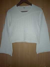 Sweterek biały młodzieżowy, bawełniany, rozmiar S