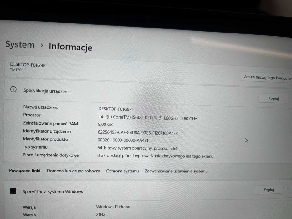 Notebook - Xiaomi Mi Air 13.3" / i5 8250U / 8GB RAM / 256 GB SSD