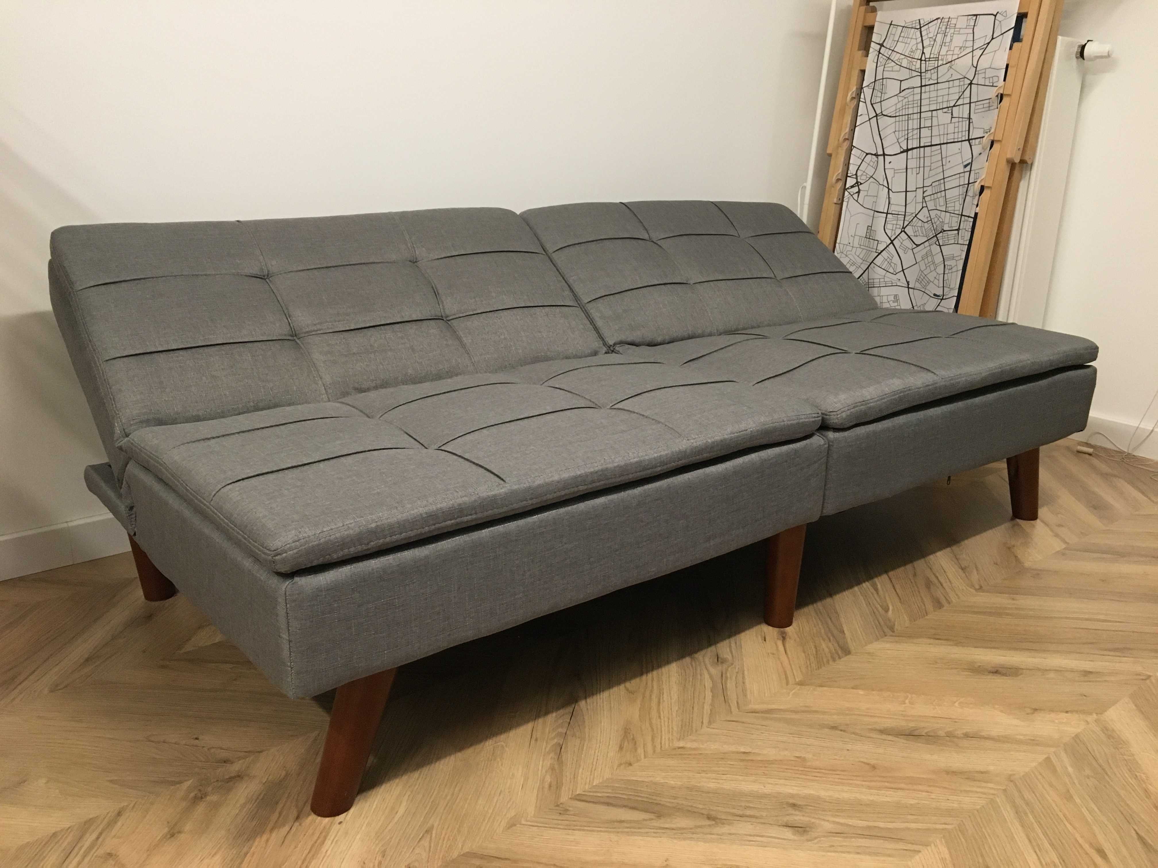 Sofa rozkładana szara RONNE, w stylu skandynawskim