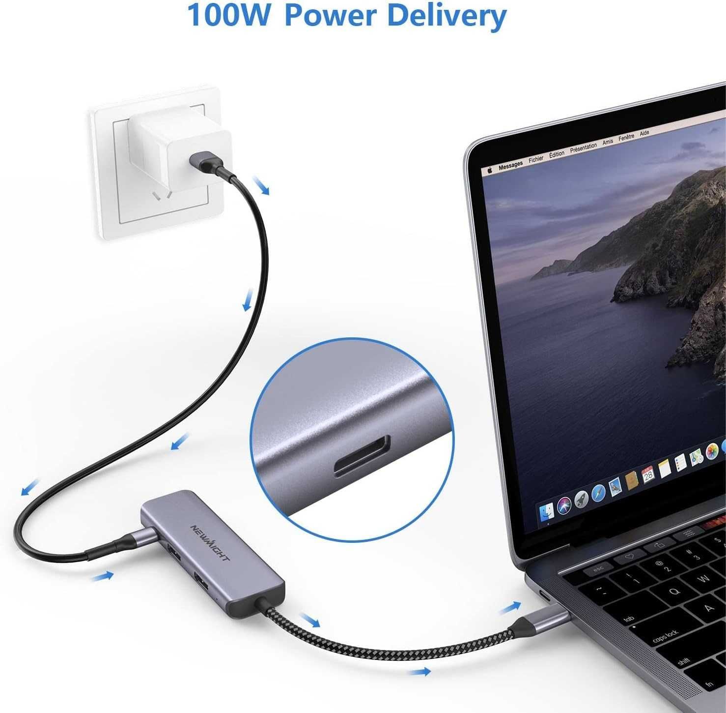 Adapter Hub Newmight USB-C 4 W 1 2x HDMI USB