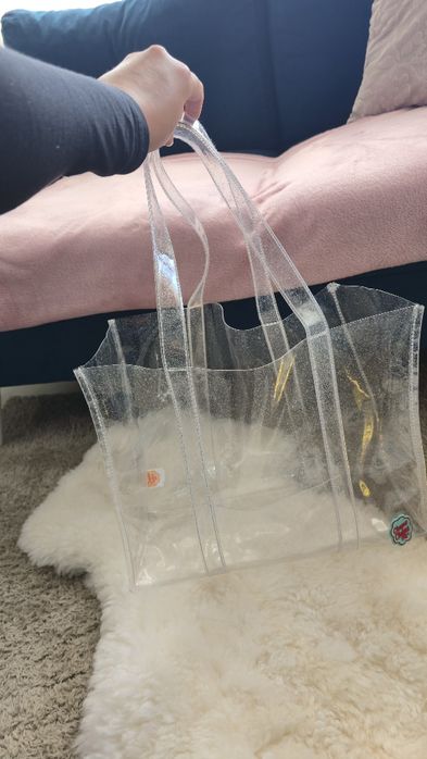 Przezroczysta brokatowa torba shopper bag plażowa na zakupy chupa chup
