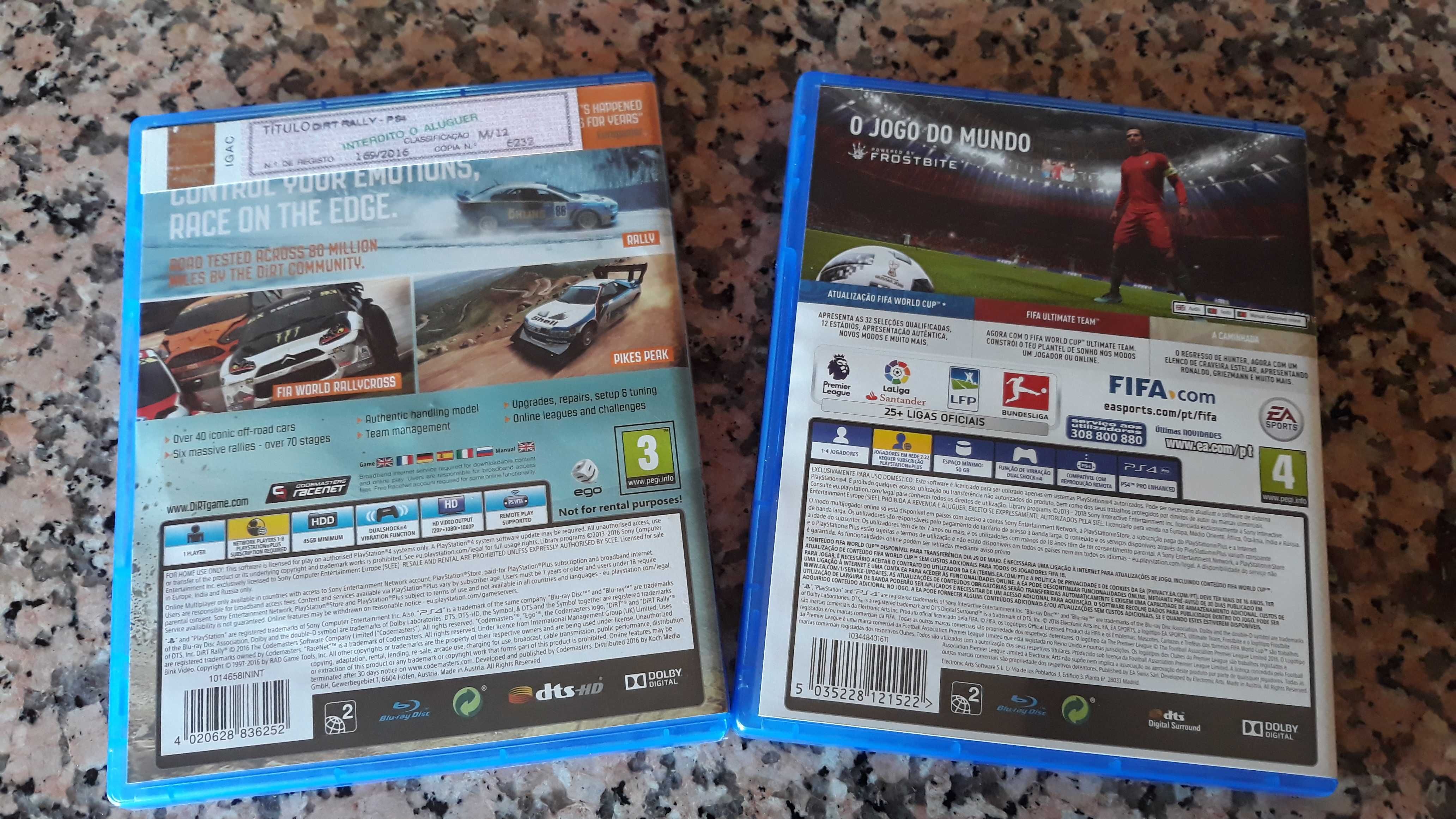 Dirt Rally & Fifa 18 PS4 como NOVOS